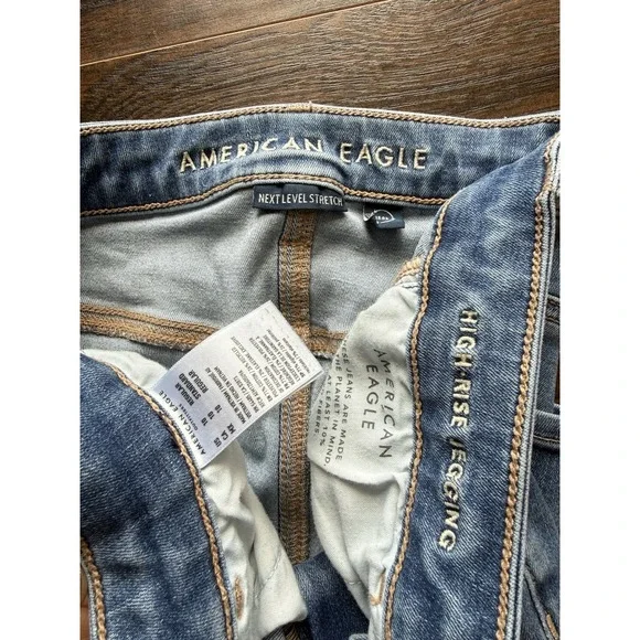 American Eagle High Rise Jegging Jeans Women 10 Regular Next Level Stretch Denim - Picture 4 of 6
